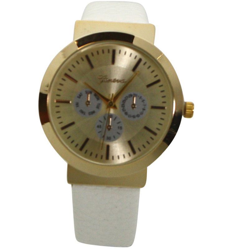 Olivia Pratt Calendar Dial Gold Accented Leather Strap Watch, 1 of 6