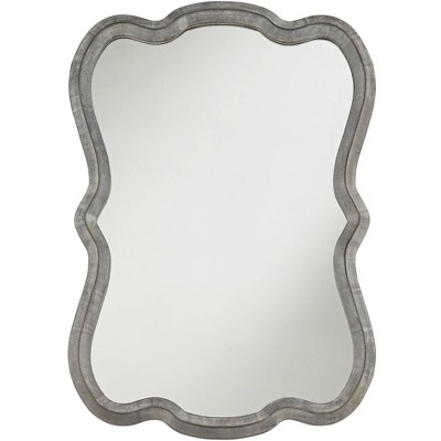 Noble Park Gemma Distressed Silver 25" x 36" Scallop Edge Wall Mirror