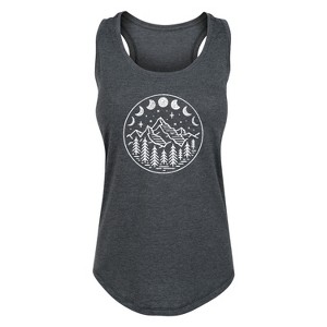 Women's - Instant Message - Celestial Mountains Moon Phases Graphic Racerback Tank - 1 of 4