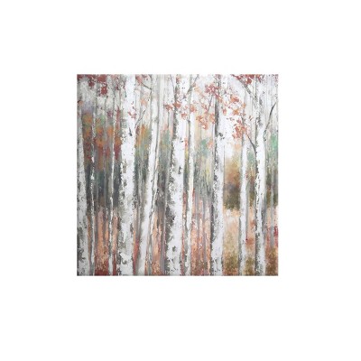 24" x 24" Autumn Birch Unframed Wall Canvas White - Prinz