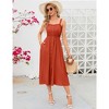 Women's Dress Casual Summer Spaghetti Strap Dress Button Down Sleeveless A Line Beach Swing Midi Sundress - 2 of 4