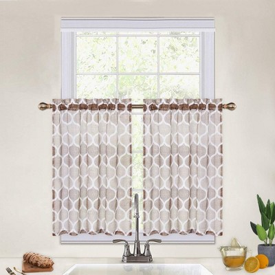Geometric Kitchen Valance Curtains and Tier Curtains Small Half Window Curtains