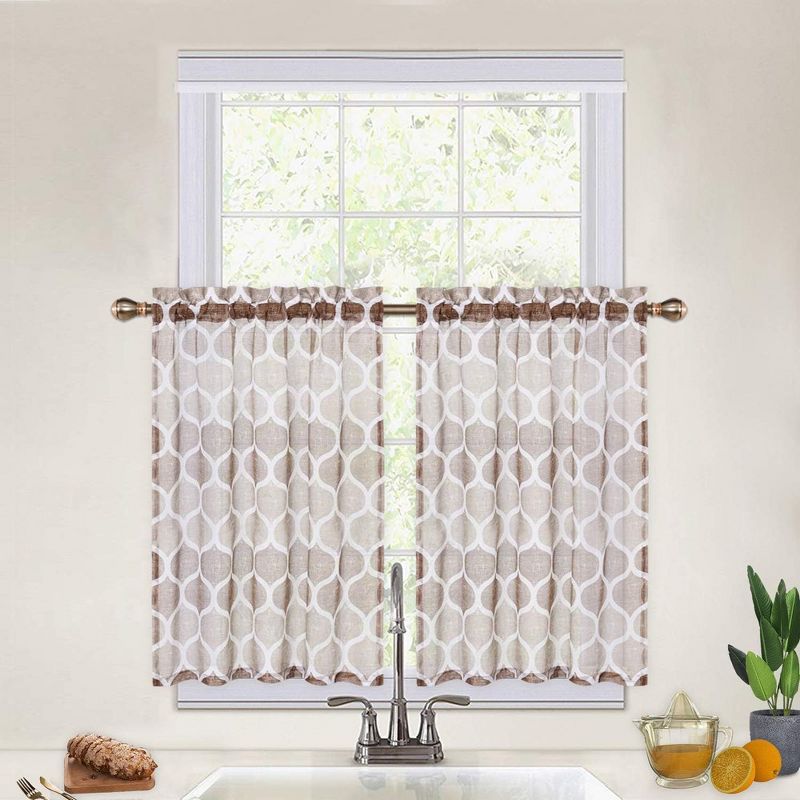Geometric Kitchen Valance Curtains and Tier Curtains Small Half Window Curtains, 1 of 6