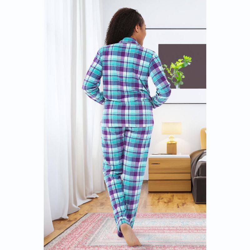 ADR Women's Soft Warm Fleece Pajamas Lounge Set, Long Sleeve Top and Pants, PJ, 4 of 7