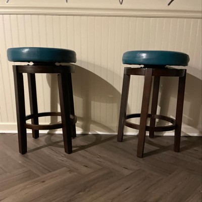 Maya Faux Leather Swivel Backless Counter Height Barstool Brown - Linon ...