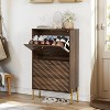 Chery Life 23.6" Walnut Shoe Cabinet, Freestanding Organizer With Metal Legs, Suitable For Entry, Hallway And Entryway - 3 of 4