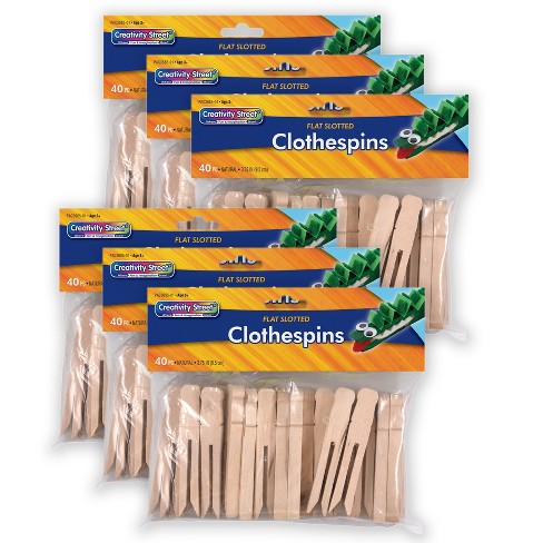 Creativity Street® Flat Slotted Clothespins, Natural, 3.75", 40 Per Pack, 6 Packs - image 1 of 3