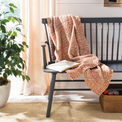 Red Cotton Knitted Contemporary Throw Blanket