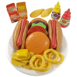 Link Worldwide Kitchen Fun Burgers & Hot Dogs Fast Food Deluxe Cooking Play Set Comes With 26 Accessories - Yellow/Orange - 1 of 4