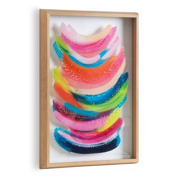 18" x 24" Blake Bright Abstract Framed Printed Glass by Ettavee Natural - Kate and Laurel