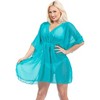 LA LEELA Women's Summer Vacation Beachwear Mini Swim Suit Loose Boho Beach Dress Holiday Swimwear Bathing Suit Cover Ups Medium-Large Blue, Solid - 3 of 4