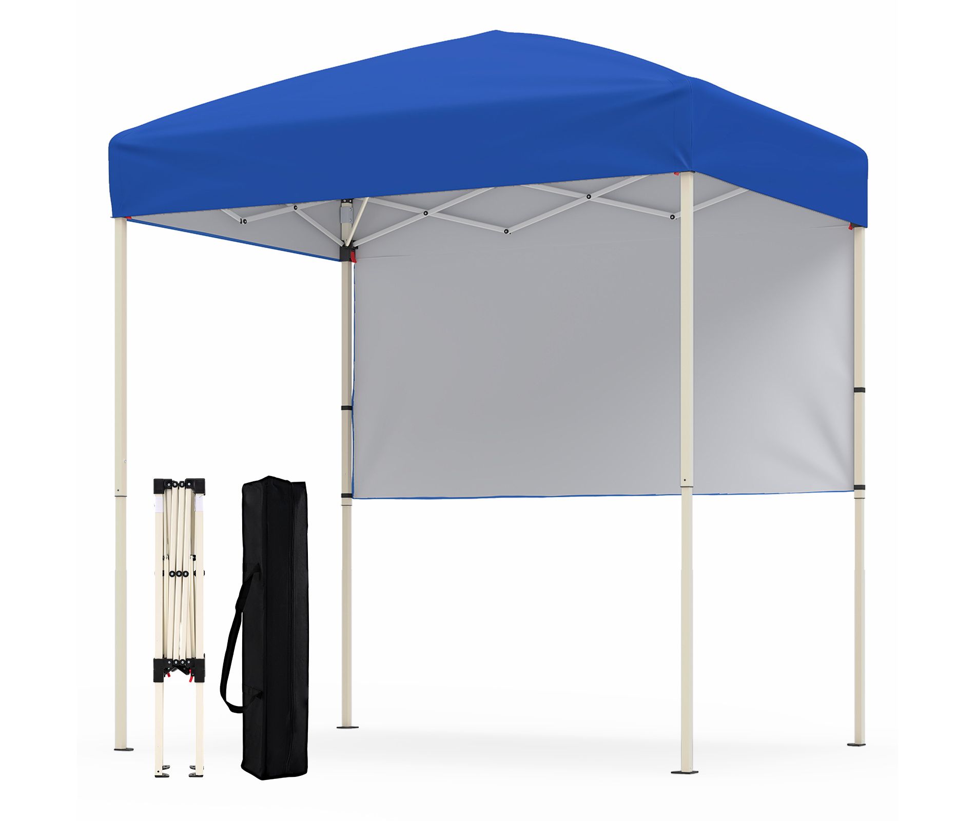 Costway Pop-Up Canopy Tent with 1 Half Sidewall, Easy Setup Folding Outdoor Sun Shelter Blue/Gray/White
