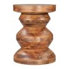 HomeRoots 21" Brown Solid Wood Round Pedestal End Table - 4 of 4