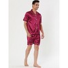 Lars Amadeus Men's Short Sleeves Top and Pants Comfy Solid Satin Pajama Sets 2 Pack - 2 of 4