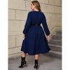 Plus Size Women's Long Knit Dress with Lantern Sleeves, Soft Casual Crewneck Tunic Sweater Dress for Tall Ladies - 3 of 4