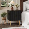 1/2 Pack Modern Nightstand with USB Charging Station, Gold & Wood Fluted Bedside Night Stand with 2 Drawers - 2 of 4