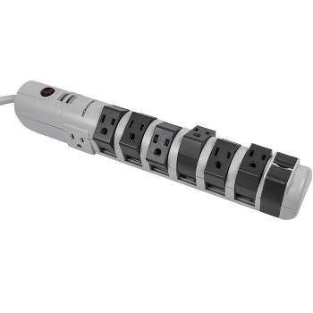 Monoprice Power & Surge - 8 Outlet Rotating Surge Strip - Gray | UL Rated 2, 160 Joules with Grounded and Protected Light Indicator