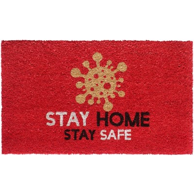 RugSmith Multi Machine Tufted Stay Home, Stay Safe III Doormat