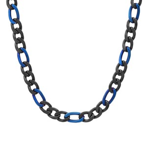 Steeltime Men's two tone ip stainless steel figaro chain necklace. Color Options: Blue, Gold - 1 of 4