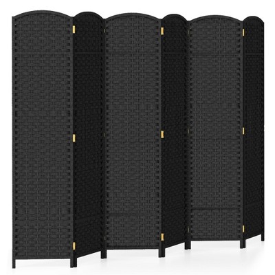Tangkula 6-Panel Folding Room Divider Privacy Screen w/ Hand-woven Texture & Wood Frame