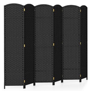 Tangkula 6-Panel Folding Room Divider Privacy Screen w/ Hand-woven Texture & Wood Frame - 1 of 4