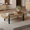 LuxenHome Oak Finish MDF Wood 2-Drawer Coffee Table with Black Metal Legs. Brown - 2 of 4