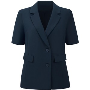 INSPIRE CHIC Women's Business Casual Short Sleeve Notched Lapel Collar Summer Work Blazers - 1 of 4