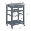 MaseiKar Mobile Rolling Kitchen Island Trolley Serving Cart with Underneath Drawer & Slide-Out Wire Storage Basket - 2 of 4