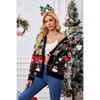 Coolmee Women Christmas Casual Knitted Cardigan V Neck Long Sleeve Buttons Cute Fuzzy Funny Sweater Top Wintertime Holiday Parties - 2 of 4
