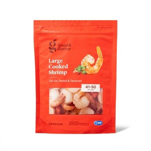 Large Tail On Peeled & Deveined Cooked Shrimp - Frozen - 41-50ct per lb/16oz - Good & Gather™ - 1 of 4