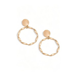 Slickblue Women's Fashion Earrings, Circle Twist Drop with Clip On, Boho Inspired Look, Gold Color, 2.5" - 1 of 3