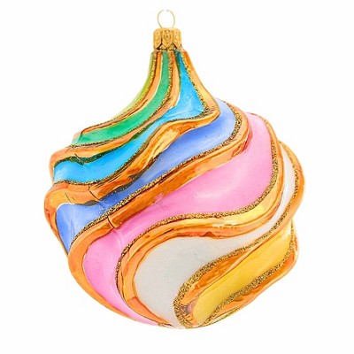Metzler Bros. 5.0 Inch Wavy Porselant Christmas Tree Ornament , Christmas Decor Wavy Swirl Lines (1PC)