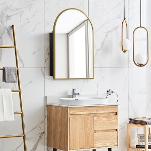 Wooakway Recessed or Wall Mount Medicine Cabinet 24 x 36 Inch Bathroom Mirror Cabinet with HD Mirror, Black - 1 of 4