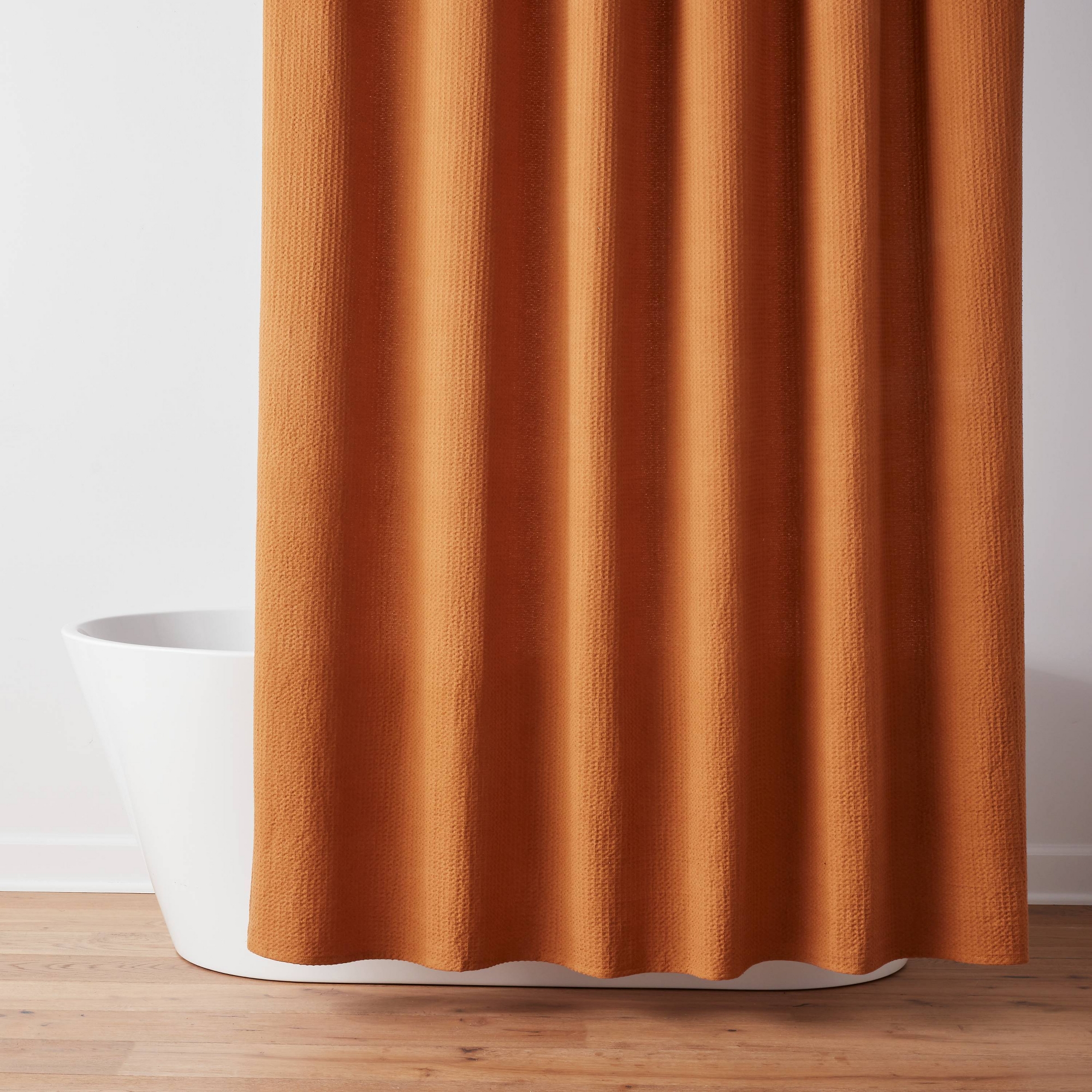 Oversized Relaxed Waffle Weave Shower Curtain Caramel - Threshold™
