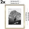 Americanflat 16x20 Picture Frame with Polished Plexiglass - Set of 2 - Use as 11x14 Frame with Mat or 16x20 Frame Without Mat - Gold - 2 of 4