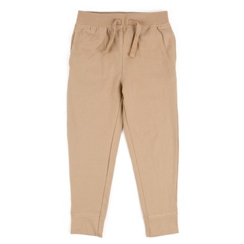 Leveret Kids Drawstring Pants Cotton Beige 10 Year