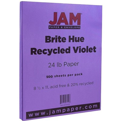 JAM Paper Colored 24lb Paper 8.5 x 11 Violet Purple Recycled 500 Sheets/Ream 102129B