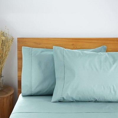 Light Teal Rayon from Bamboo Pillowcase Set with Satin Trim