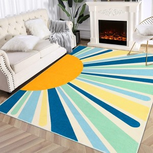 Area Rug for Living Room Machine Washable Modern Sun Rug - 1 of 4