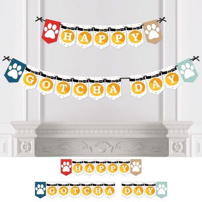 Big Dot of Happiness Happy Gotcha Day - Dog and Cat Pet Adoption Party Bunting Banner - Party Decorations - Happy Gotcha Day