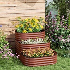Vince 3-Tier Galvanized Raised Garden Bed, 62.25" x 43" x 32.25" Planter Box with Rubber Strip Edging, Patio Outdoor Furniture - The Pop Home - 1 of 4