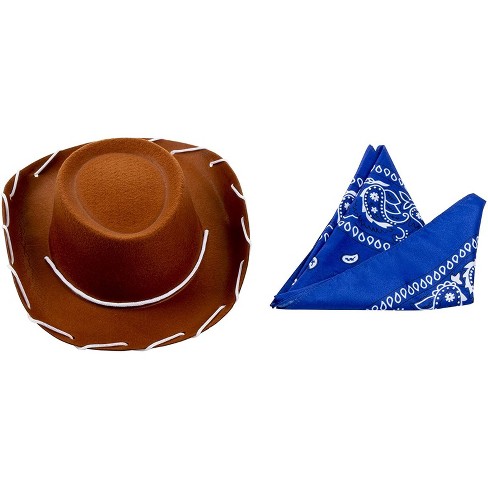 Western Cowboy Hat with Blue Bandana Party Accessories set of 12 