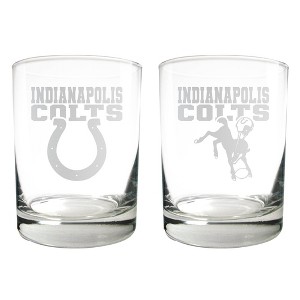 NFL Indianapolis Colts Rocks Glass Set - 2pc: Double Old-Fashioned Glasses, 14oz Capacity - 1 of 2