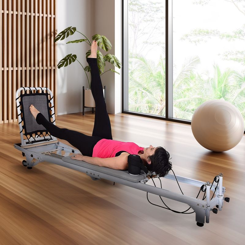 AeroPilates Precision Series Reformer Machine for Toning Home Exercise Workouts, Improve Body Balance and Stamina, Free Workout Videos Included, White, 4 of 7