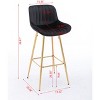 PAGED Set of 2 Bar Stools with Chrome Footrest, Velvet Fabric Counter Stool with Golden Leg, Kitchen Chairs for Home Pub - 4 of 4