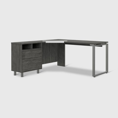 Emery L Shaped Desk with Drawers Gray Oak - RST Brands
