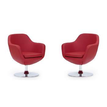Set of 2 Caisson Faux Leather Swivel Accent Chairs - Manhattan Comfort