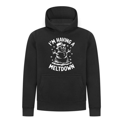 Everyday Kids Christmas Collection I’m Having a Meltdown Pullover Hoodie – Funny Snowman Holiday Sweatshirt - Black