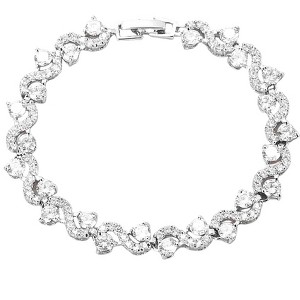 Hollywood Sensation Wave Cubic Zirconia Tennis Bracelets with Round Cut White Diamond Cubic Zirconia 7.75 Inches Gold - 1 of 2