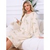 INSPIRE CHIC Womens Nightgown Floral Long Sleeve Pleated Raglan Sleeve Elastic Cuff Midi with Pocket Sleepwear Nightdress - 3 of 4